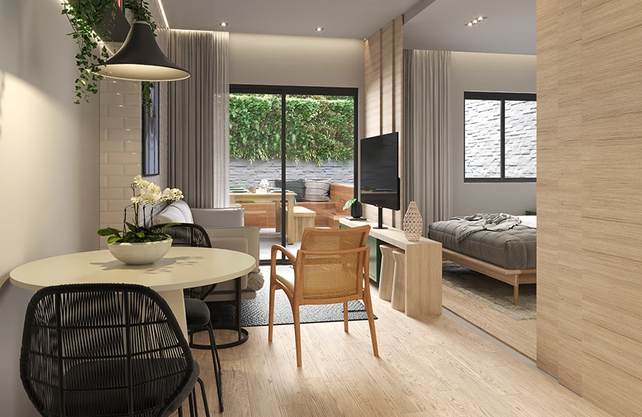 Studio 104 garden (versao opcional com painel de correr)